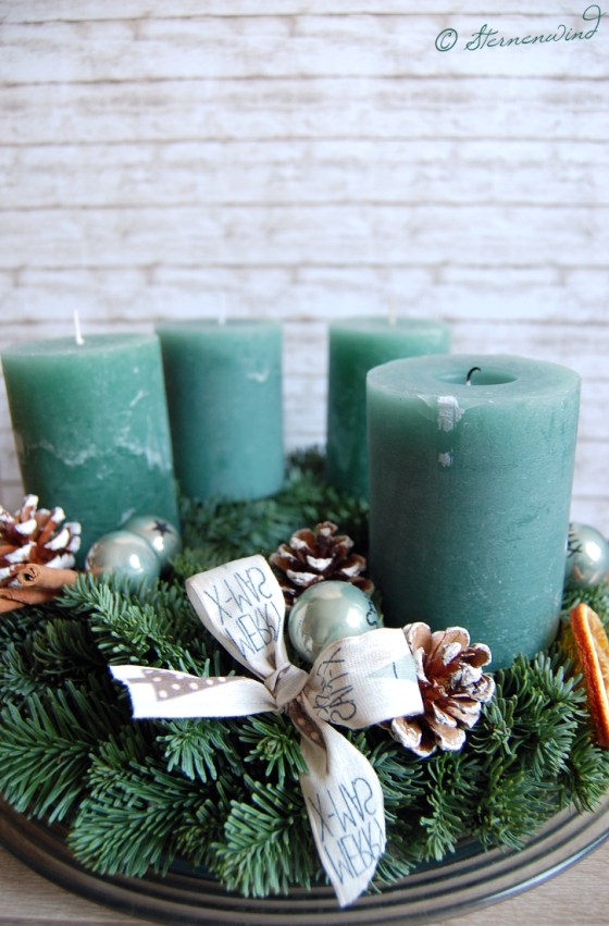 Adventskranz mintgrün basteln