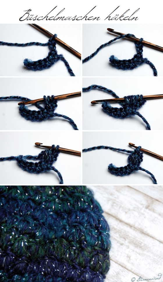 Mütze Büschelmaschen Puff Stitch häkeln