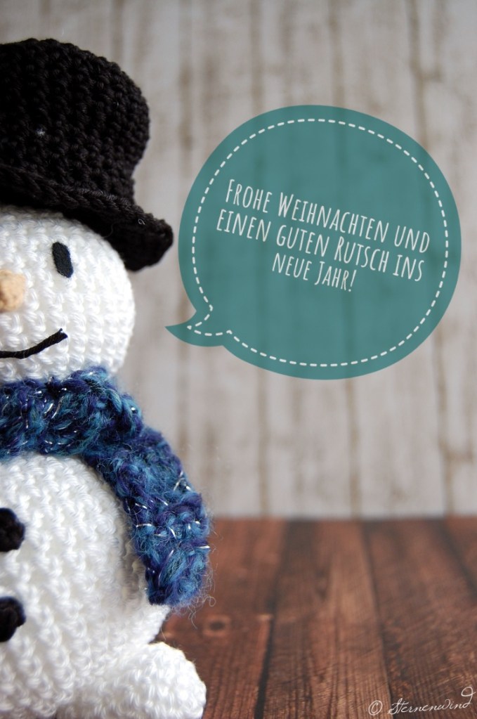 Schneemann häkeln frohe Weihnachten