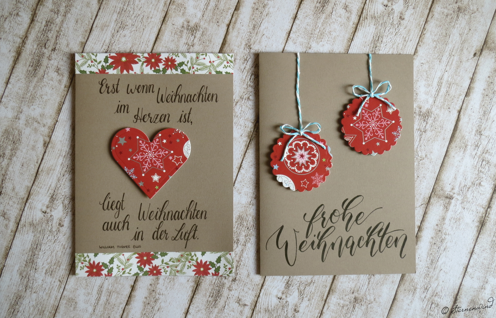 Weihnachtskarten Lettering beige / braun