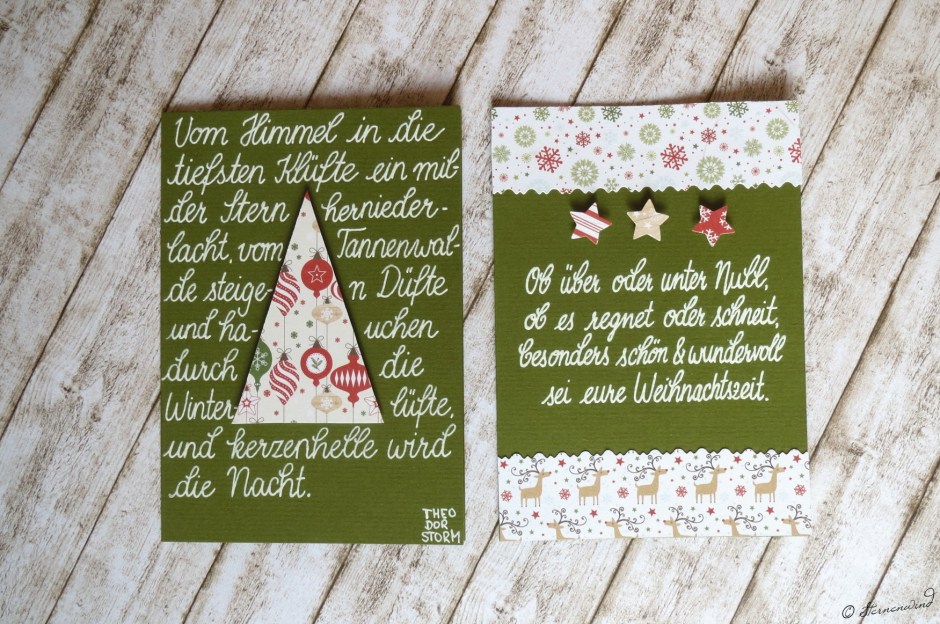 Handlettering Weihnachtskarten grün