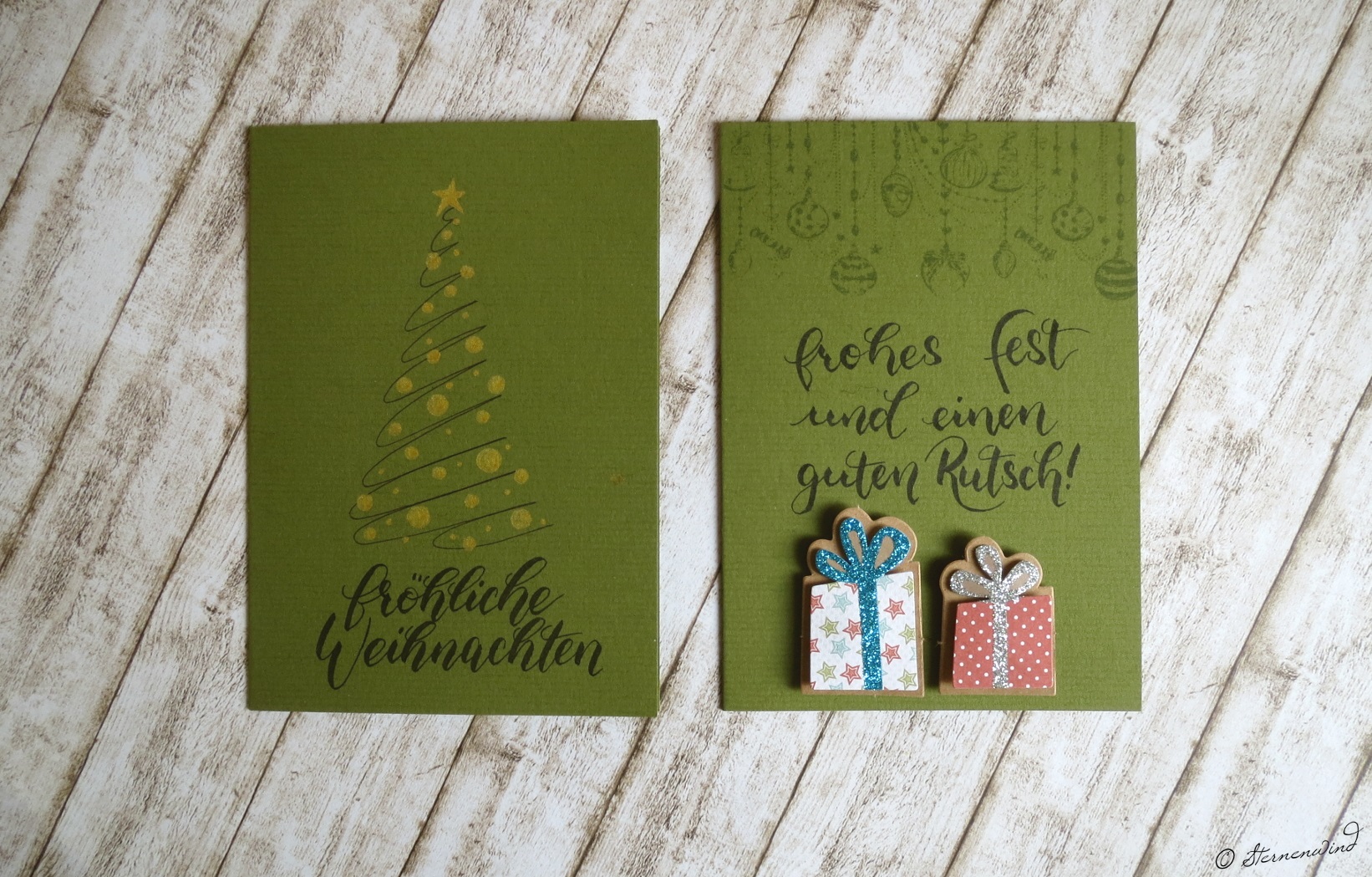 Handlettering Weihnachtskarten grün