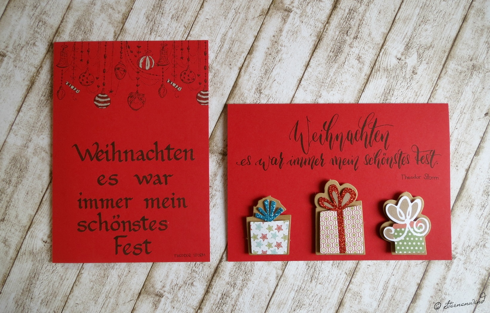 Handlettering Weihnachtskarten rot